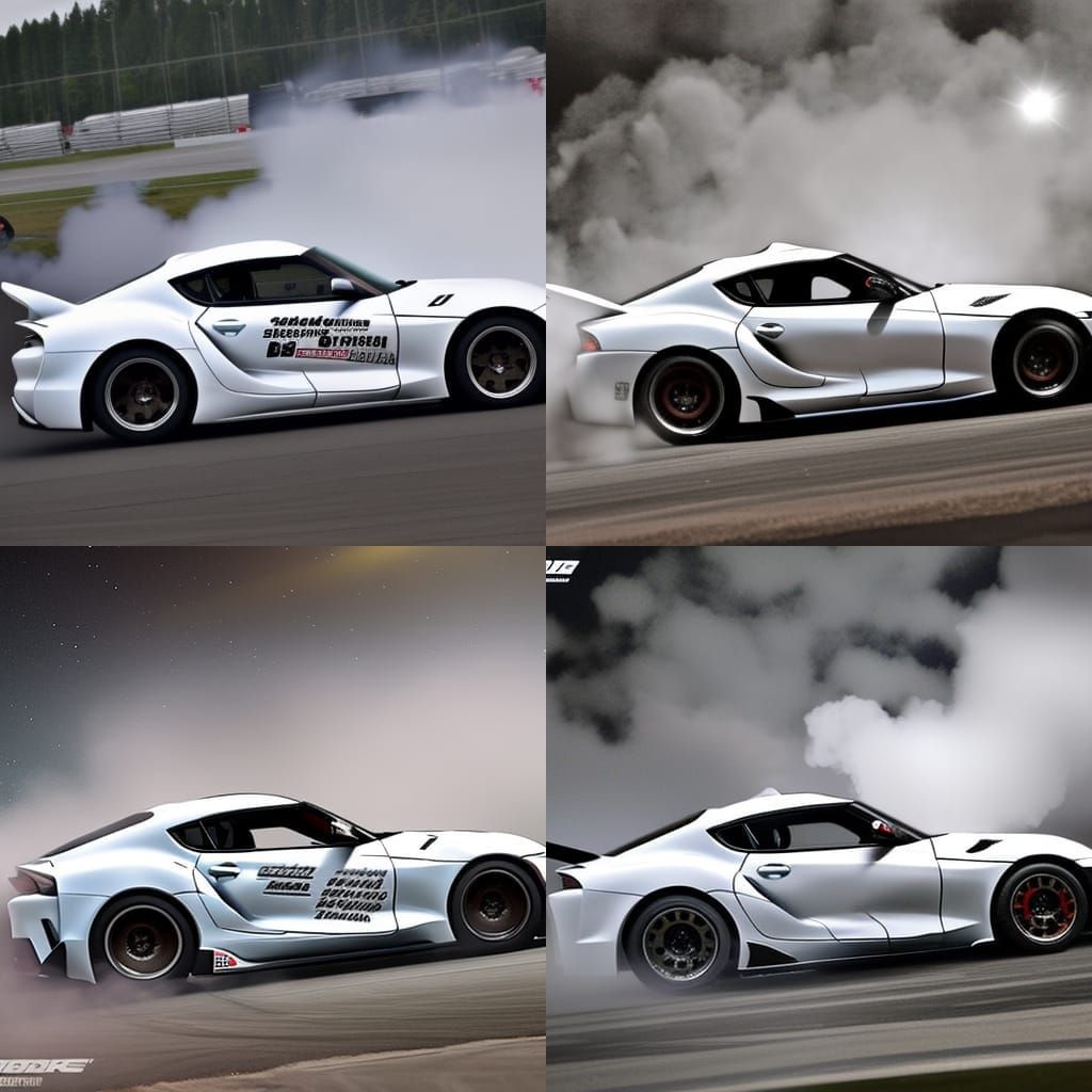 Toyota Supra Drifting on Racetrack at Night
