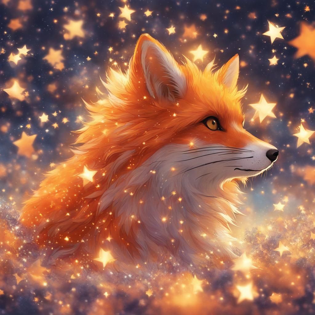 CGI Kawaii Fox Made of Sfumato Stars