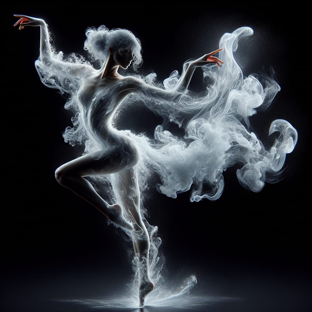 Ethereal Woman of Smoke and Ice Dancing