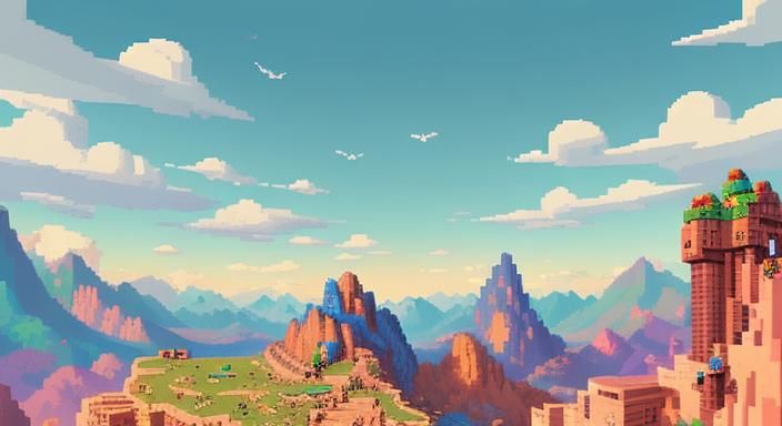 Isometric Crowd Scene in Pixel Art Style