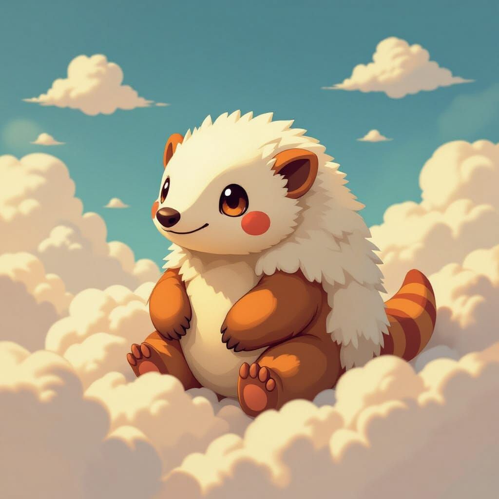 Cloud Anteater in Whimsical Pokemon Art Style