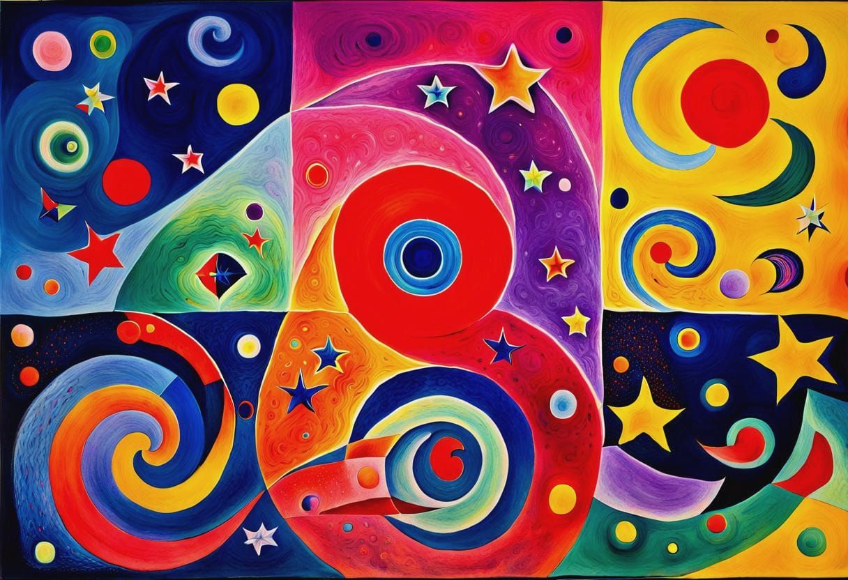 Abstract Starry Galaxy in Naive Art Style