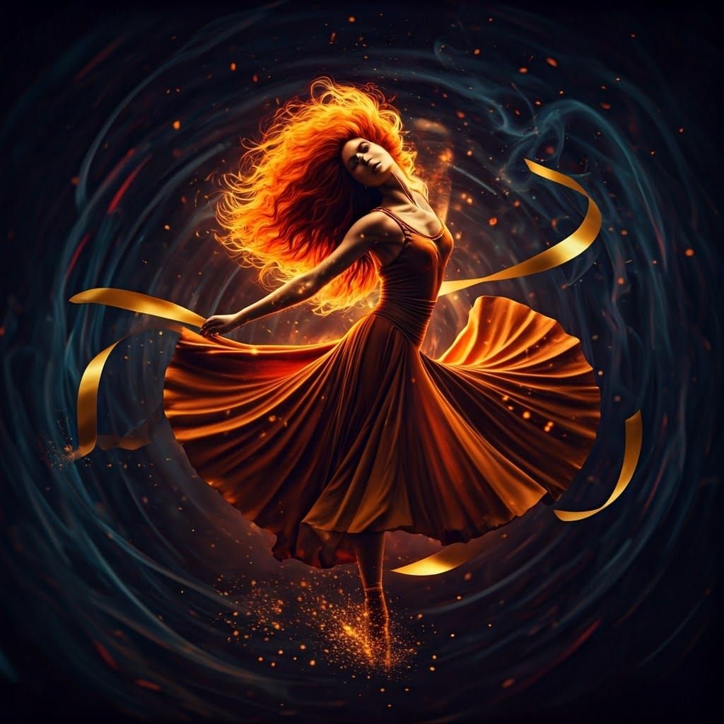 Red-Haired Dancer in Fantasy Surrealism Style