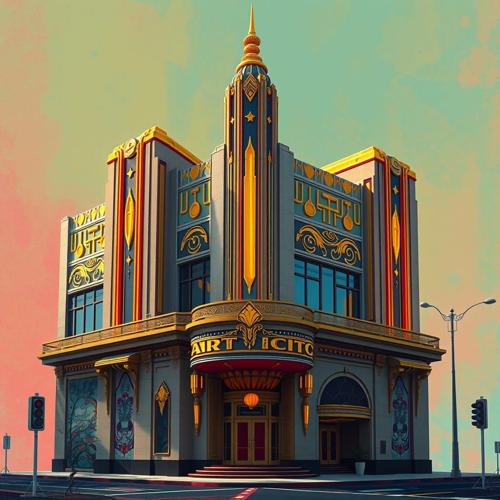 Art Deco Building with Opulent Gold Accents