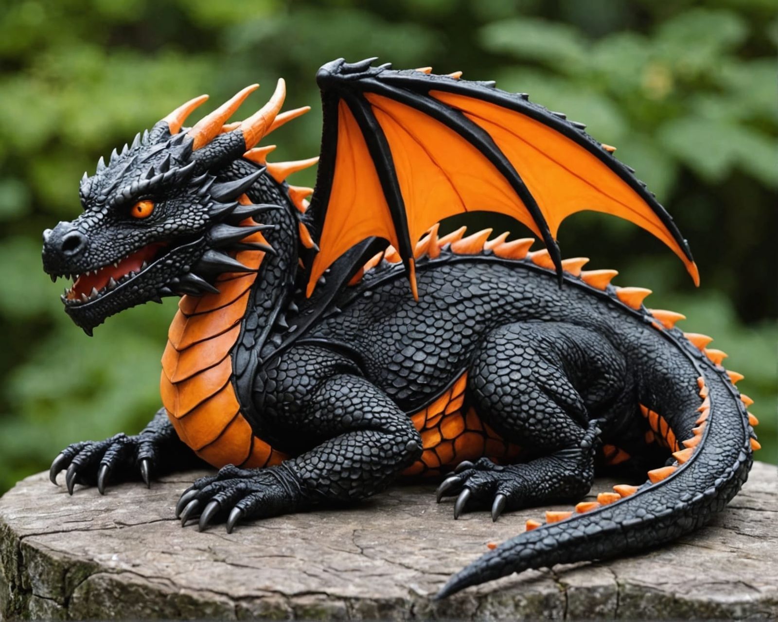 Black and Orange Dragon Sleeping