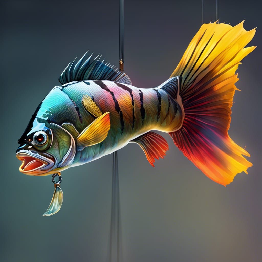 Hyperrealistic Perch Caught on Chatter Bait Lure