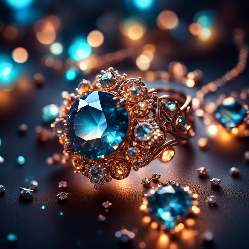 Glowing Gem Jewelry with Constellations in HDR