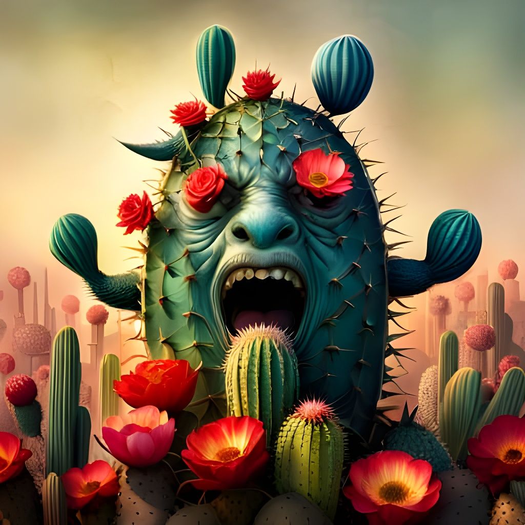 Grumpy Cactus in Fantasy Garden: Detailed Photography