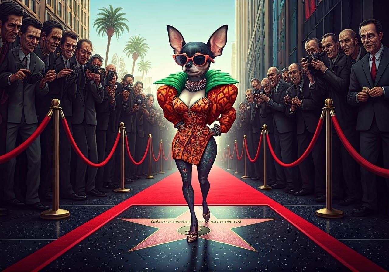 Haughty Chihuahua Struts Red Carpet with Scathing Disdain