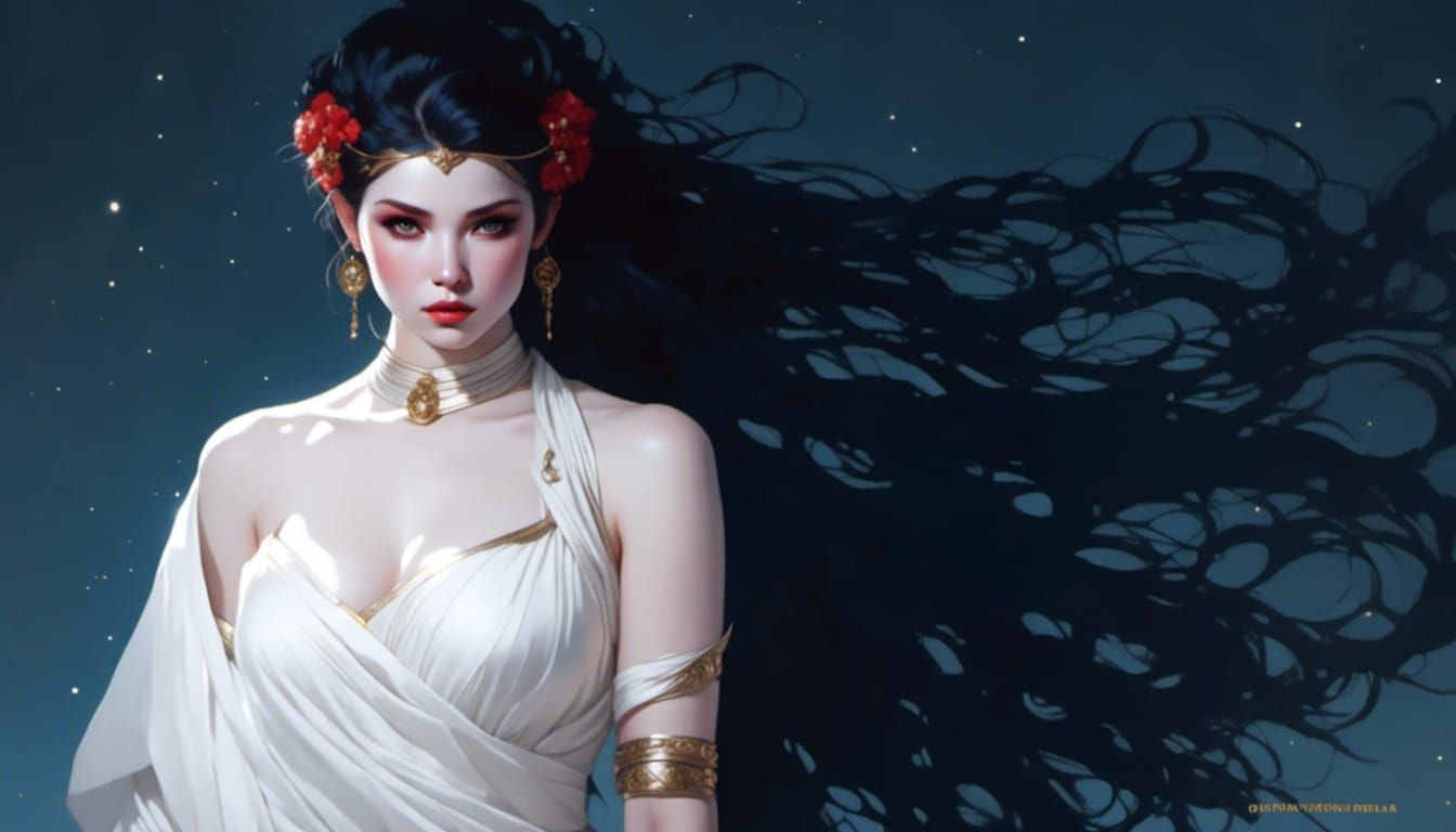 Jedi Lady with Red Hair in Rococo Style