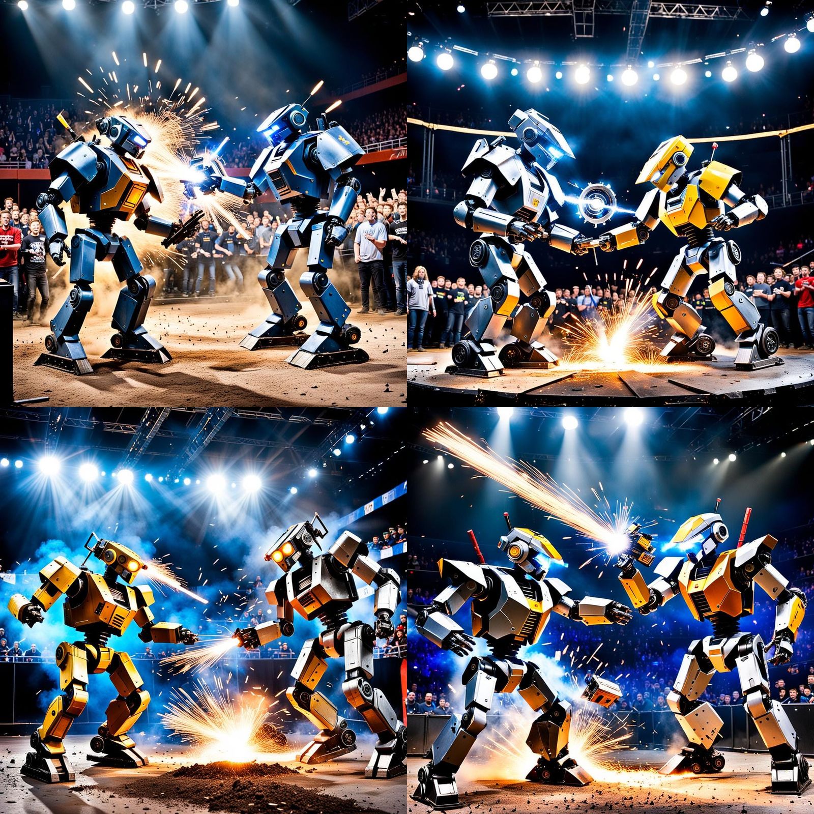 Intense Robot Arena Battle in 3D Digital Art
