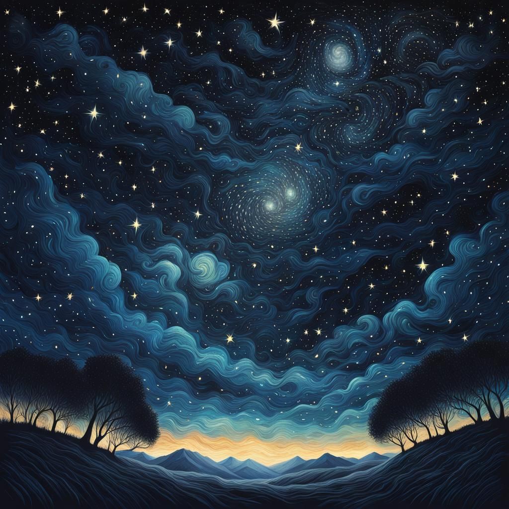 Detailed Starry Night Sky Filled with Love