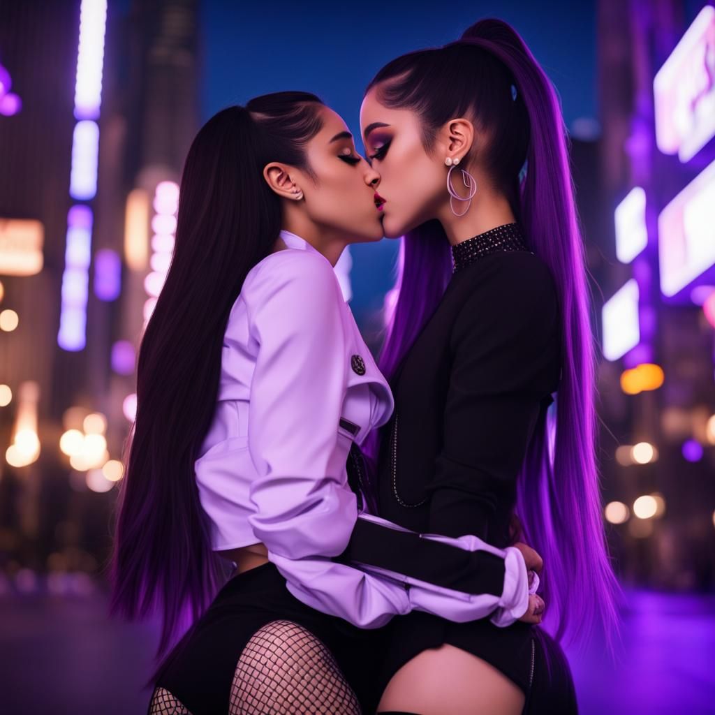 Two Women Embracing in Goth Aesthetic