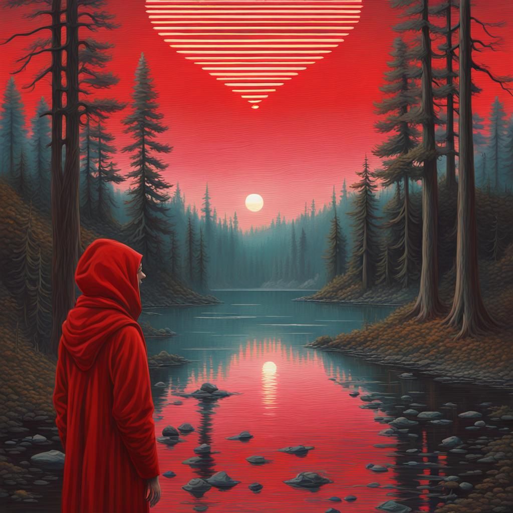 Holographic Fornasetti Heart Face Seascape in Renaissance St...