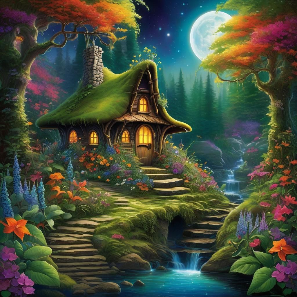 Enchanted Witch's Hut in Magical Forest