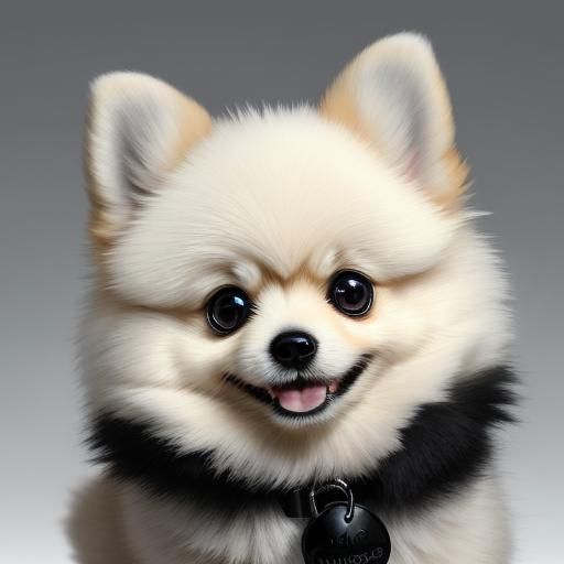 Fluffy White Pomeranian Portrait