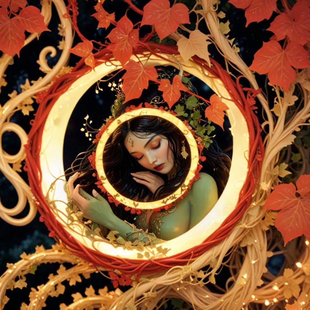 Ethereal Goddess in Stormy Night Landscape