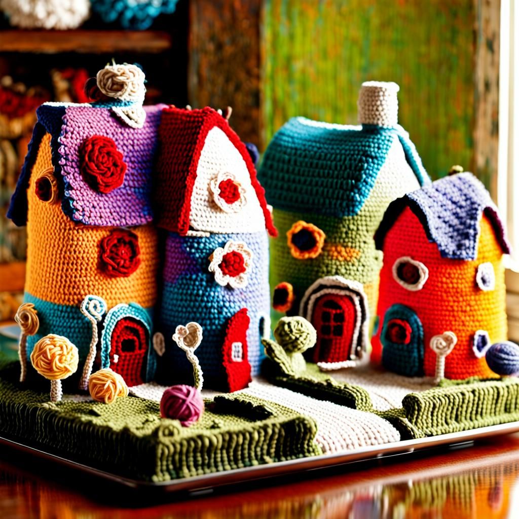 Charming Crochet Town: A Whimsical Yarnscape