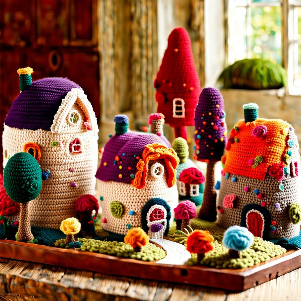 Crochet Yarn Town: A Whimsical Yarnscape