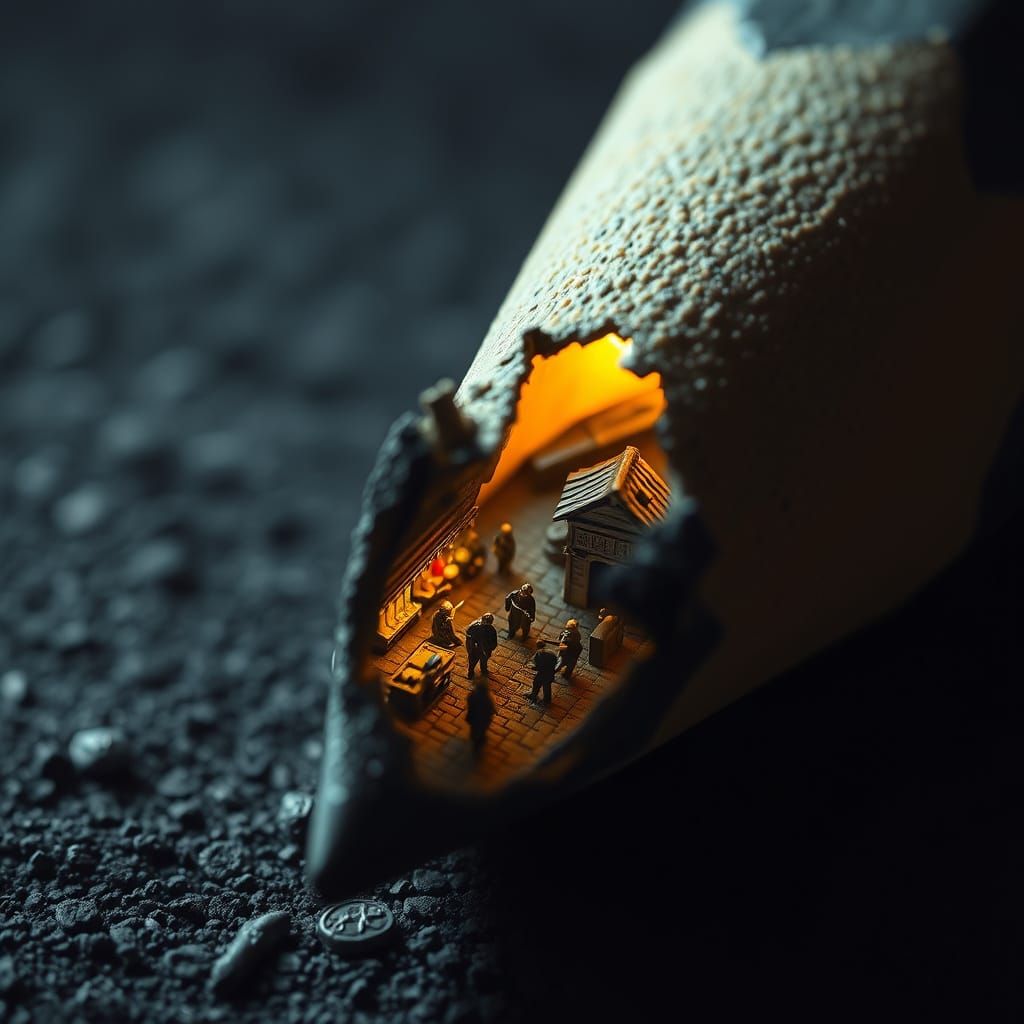 Giant Pencil Reveals Miniature Medieval Marketplace Diorama