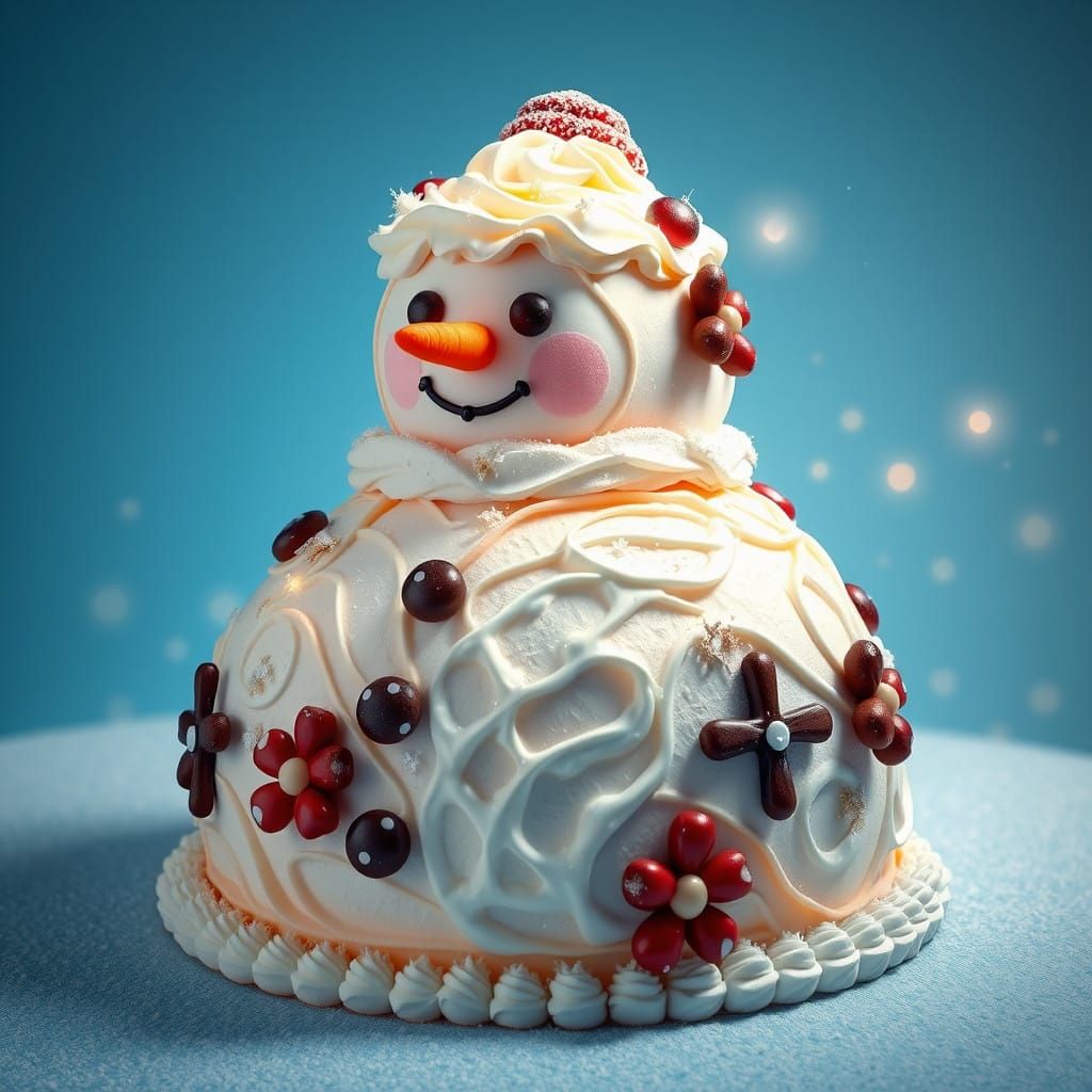 Winter Wonderland Christmas Cake as Majestic Snowman