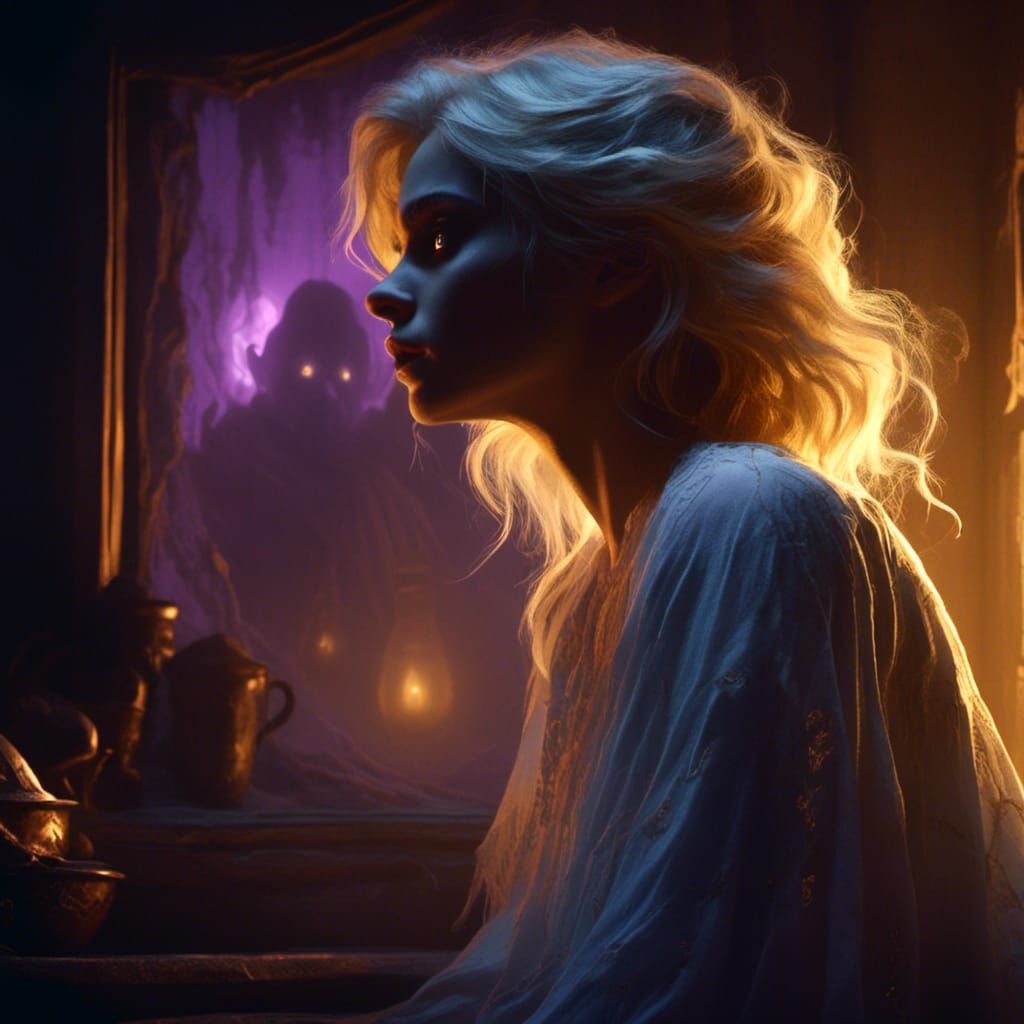 Ethereal Woman Portrait in Dark Fantasy Style