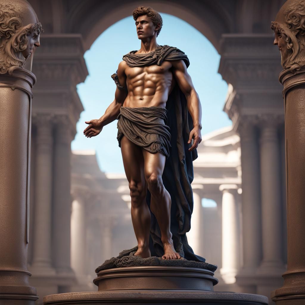 Bronze Roman Sculpture of a Male Teen