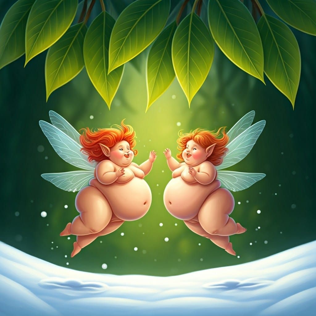 Whimsical Spring Fairies in Green Canopy