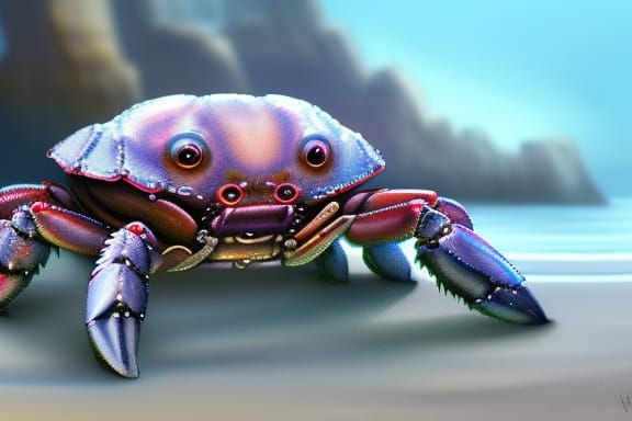 Cute Crab on the Beach: Fantasy Concept Art