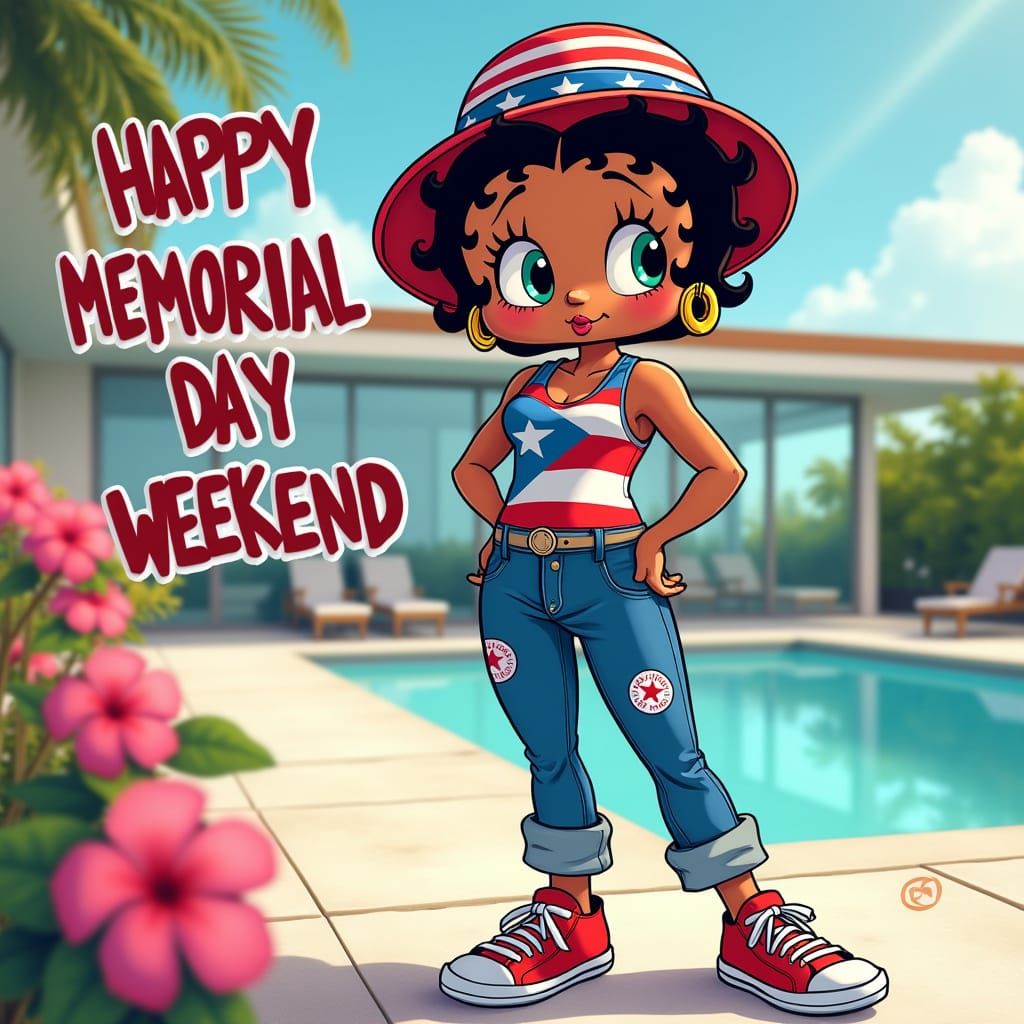 Patriotic Cartoon Illustration for Memorial Day Weekend
