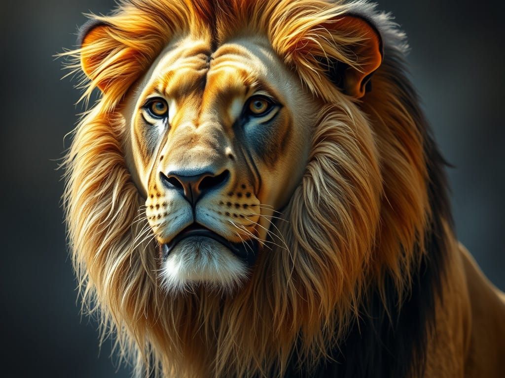 Museum-Grade Lion in Photorealistic Style
