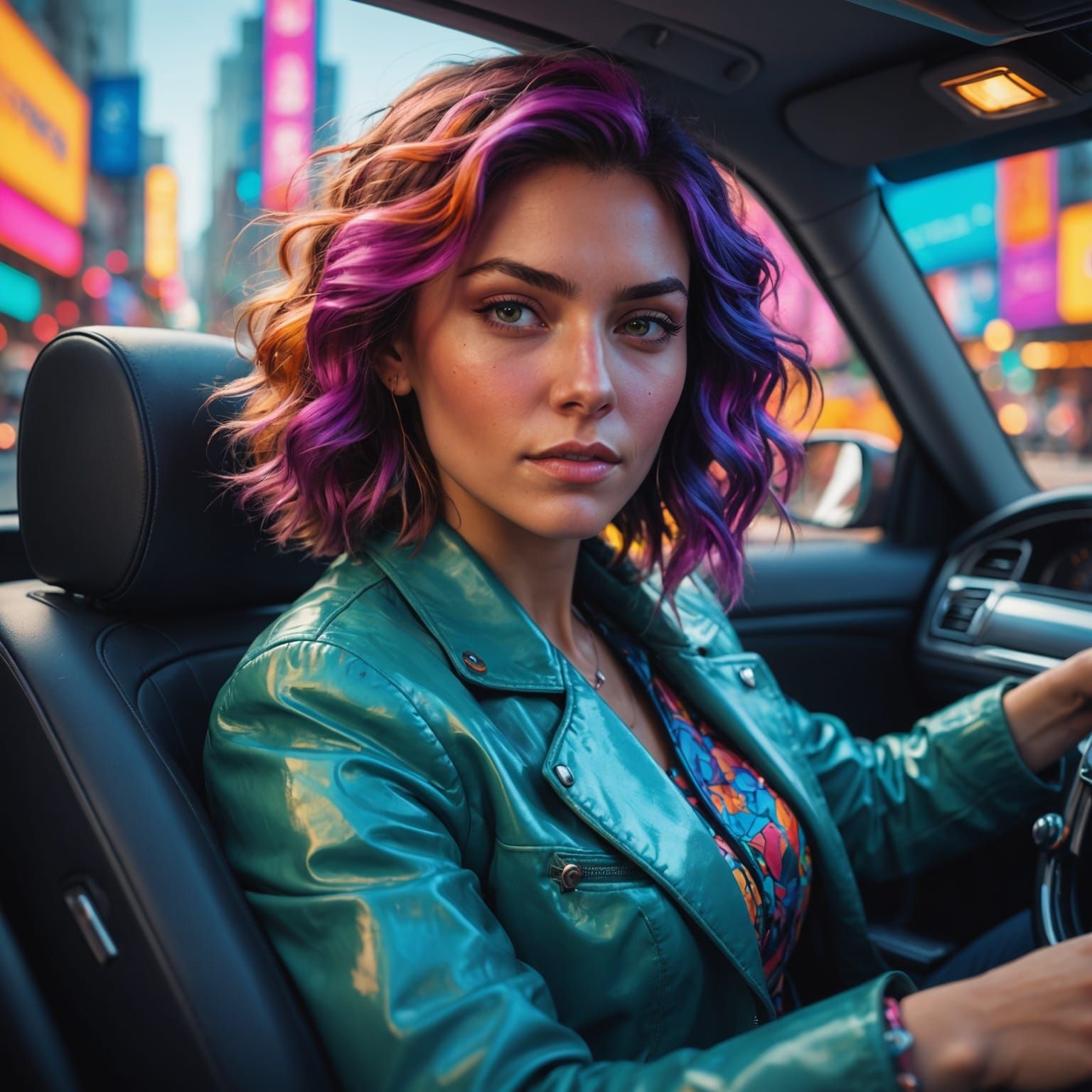 Exciting Car Ride: Digital Art Portrait