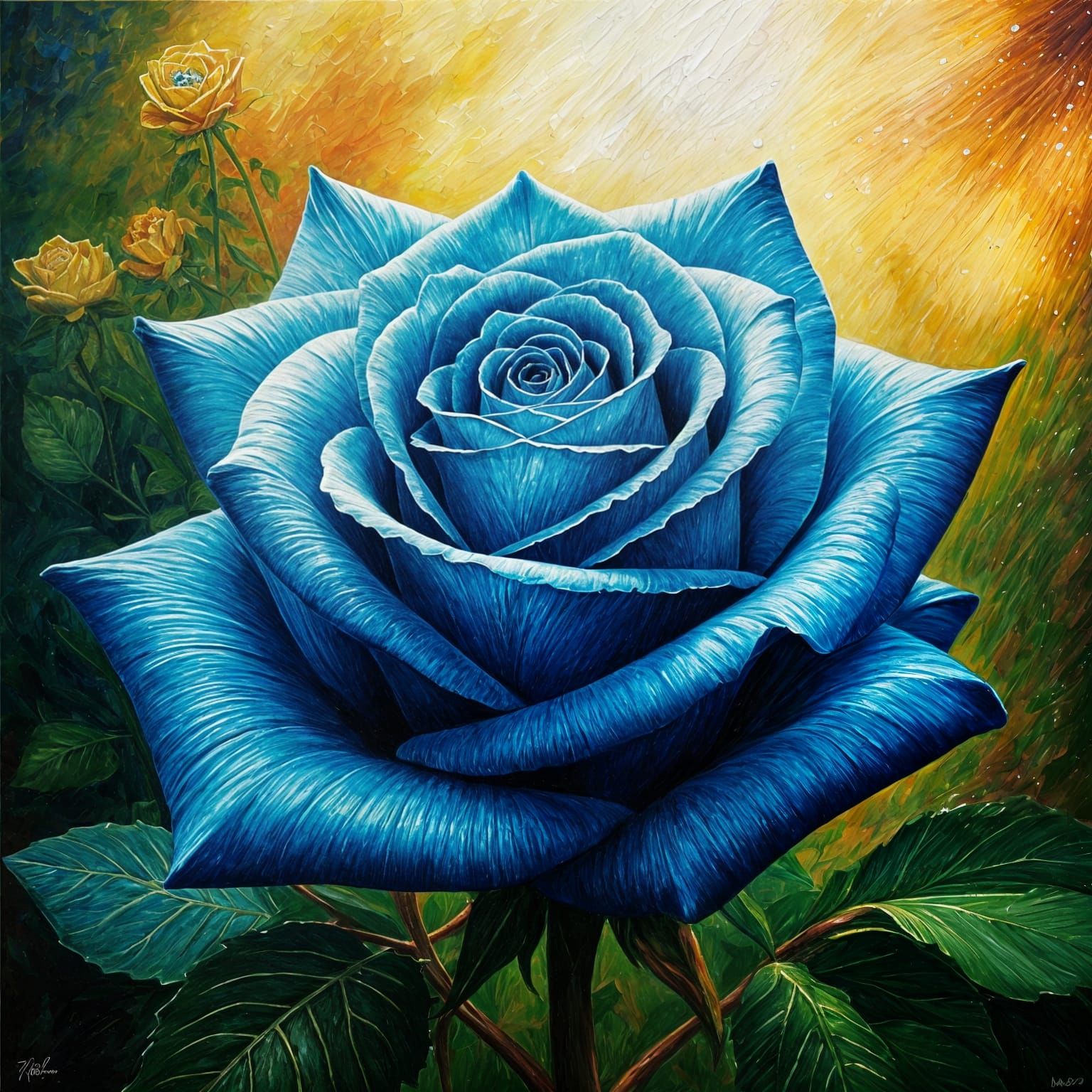 Neo-Impressionist Rose Blooms in Vibrant Hues