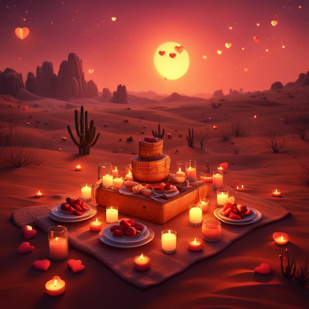Romantic Desert Picnic at Sunset in Unreal Engine