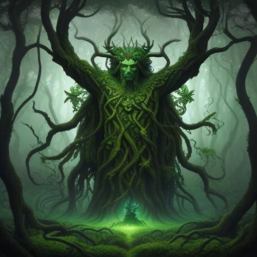 Cernunnos in Surreal Forest: A Celtic Deity