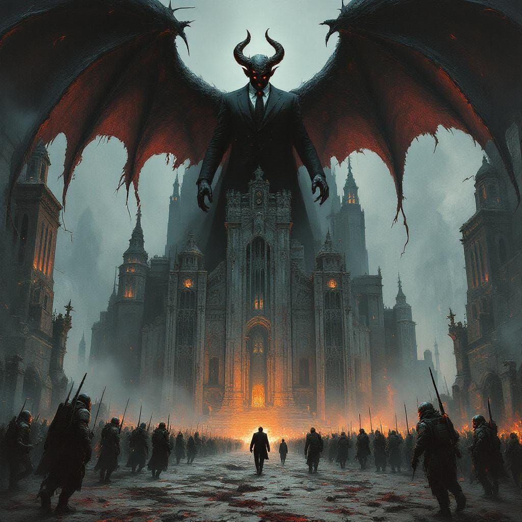 Devil-like Politician in Hyperrealistic Oil Painting