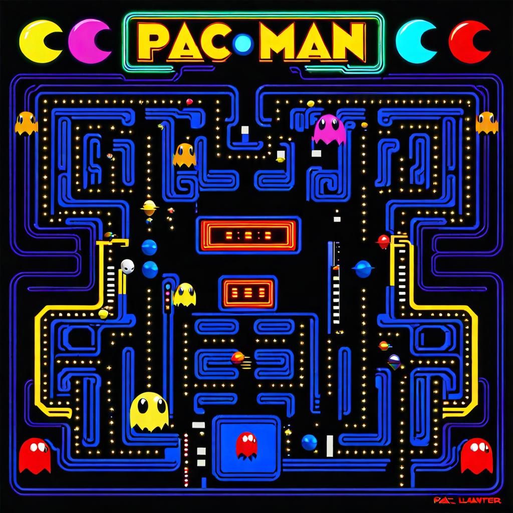 Retro 80's Arcade Sign: PAC MAN in Pixel Art