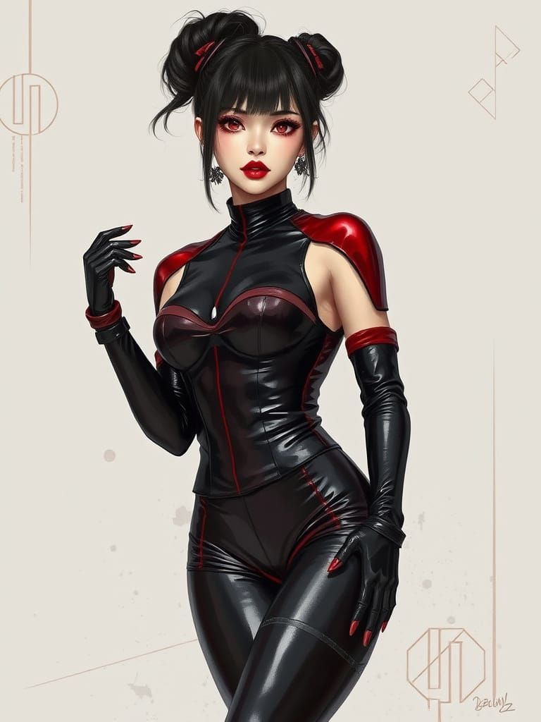 Confident Japanese Woman in Hyperdetailed Cyberpunk Style