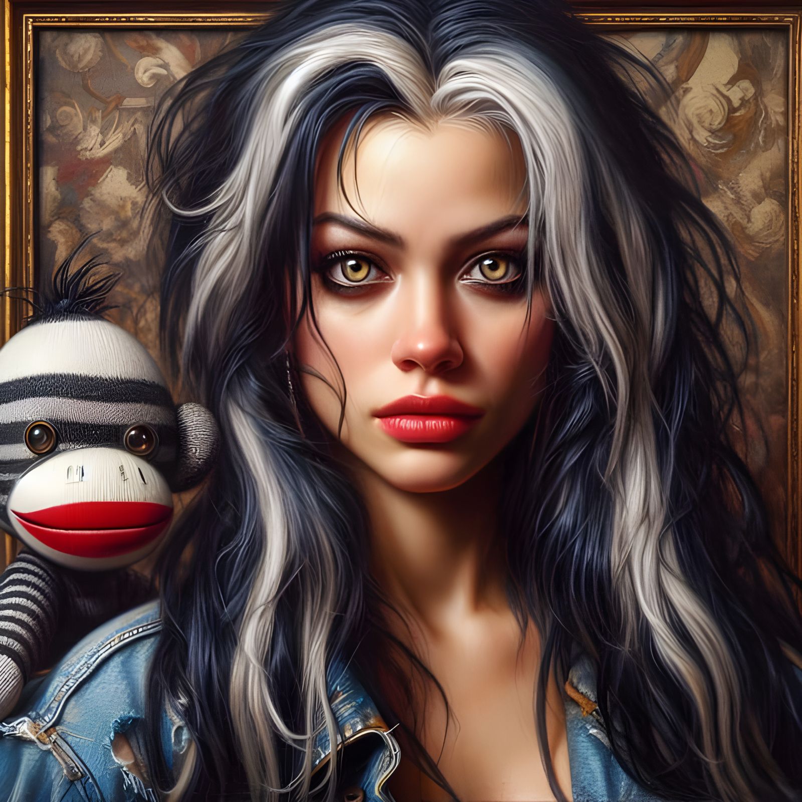 Chiara and Her Sock Monkey Bodyguard