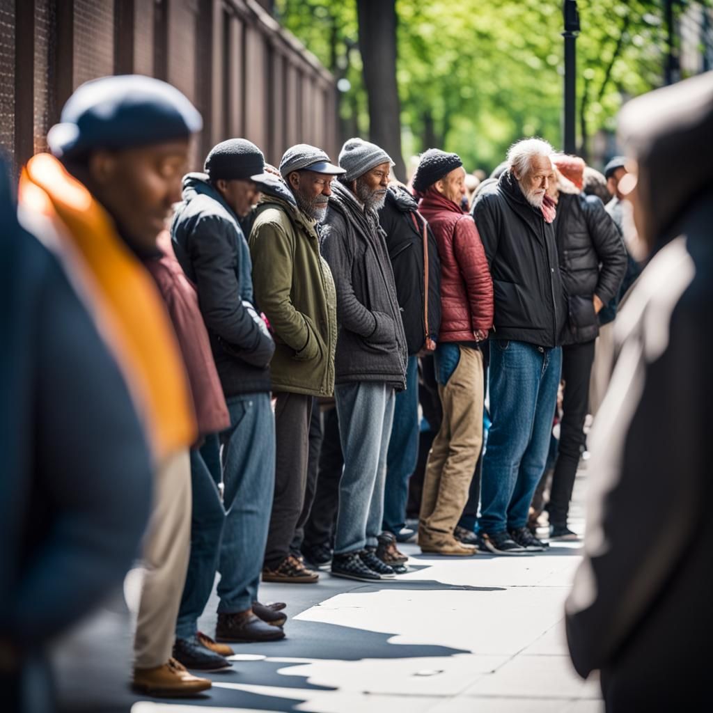 Homeless Shelter Waiting Line in New York City