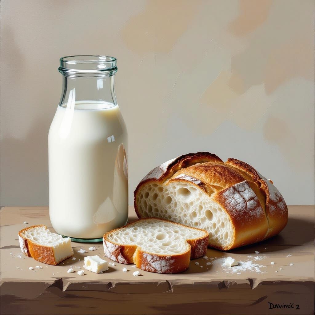 Milk and Bread with Renaissance Abstract Details