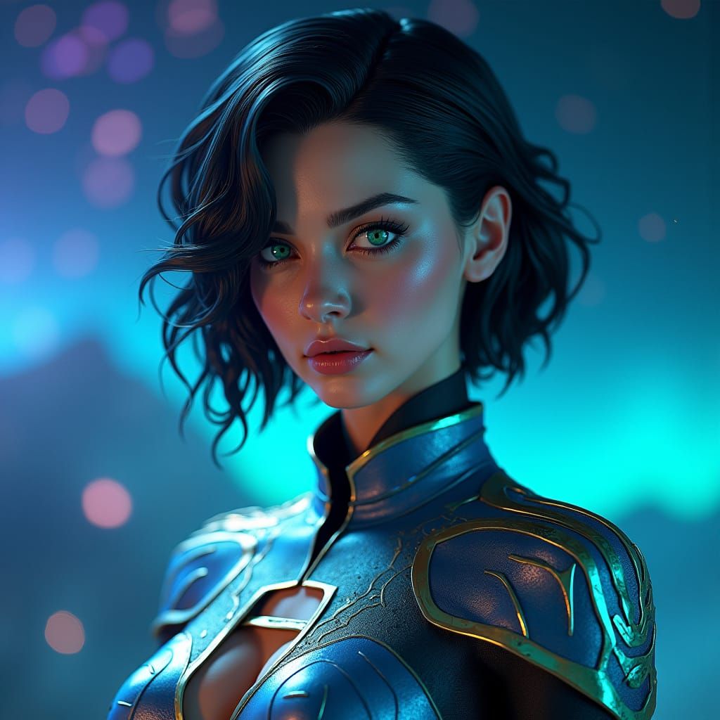 Confident Alien Woman in Futuristic Sci-Fi Portrait