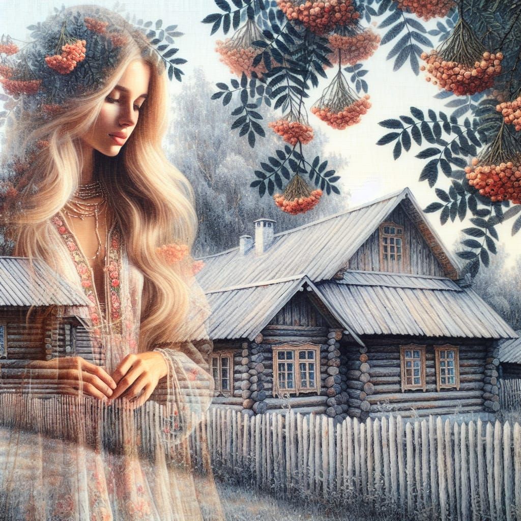 Boho Girl in Rowan Light: Romantic Oil Painting
