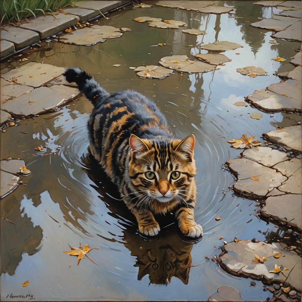 Melted Cat Puddle: An Oil Painting