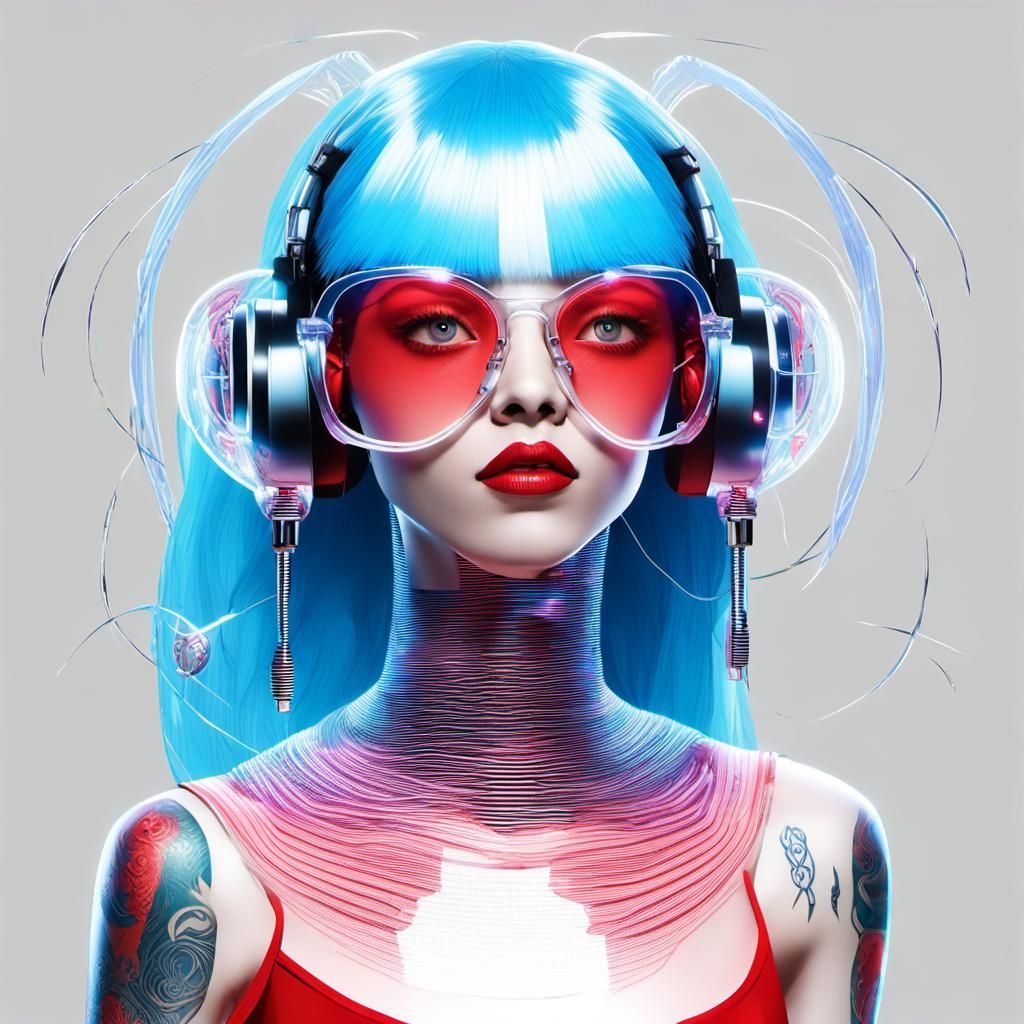 Holographic Cyberpunk Nymph with Prosthetic Limbs