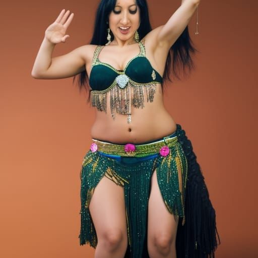 Elegant Belly Dancer Twisting Hips in Motion