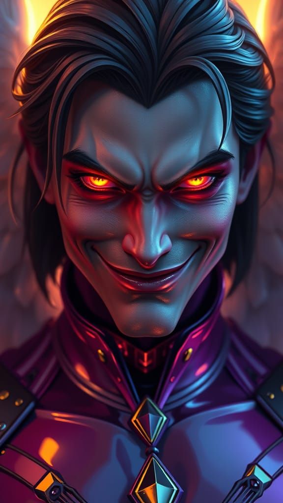 Supervillain Smirks: Digital Fantasy Portrait in Ethereal St...