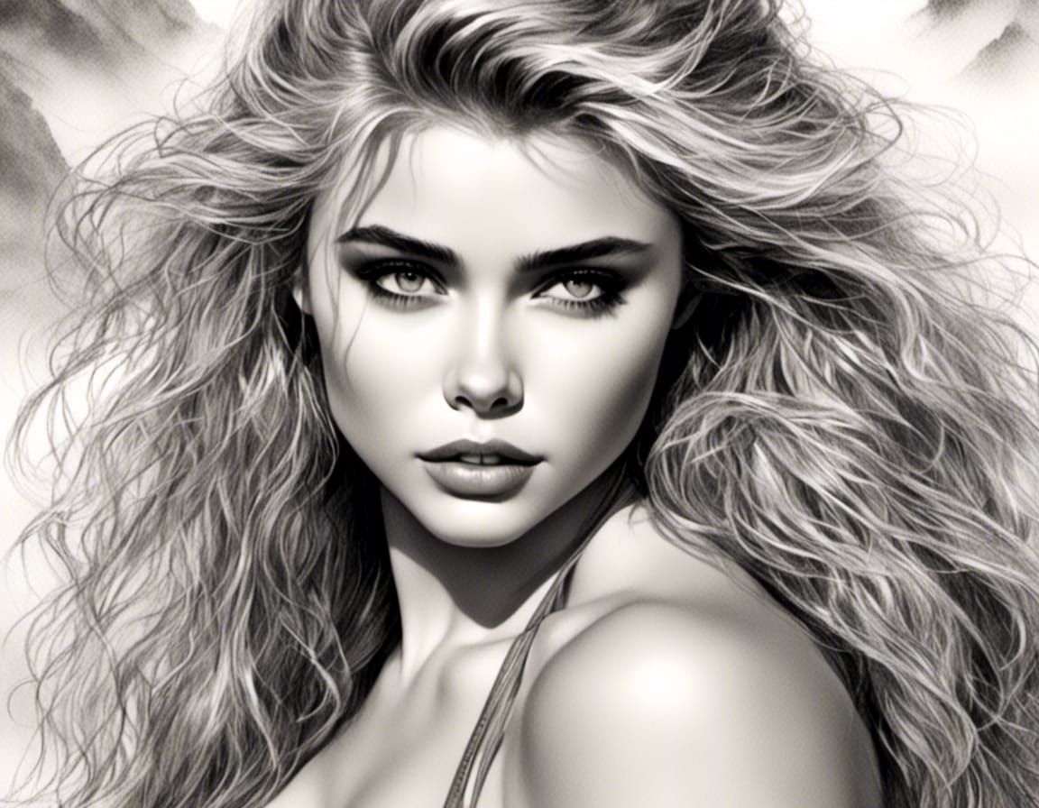 Hyperrealistic Portrait of Chloë Grace Moretz on Beach