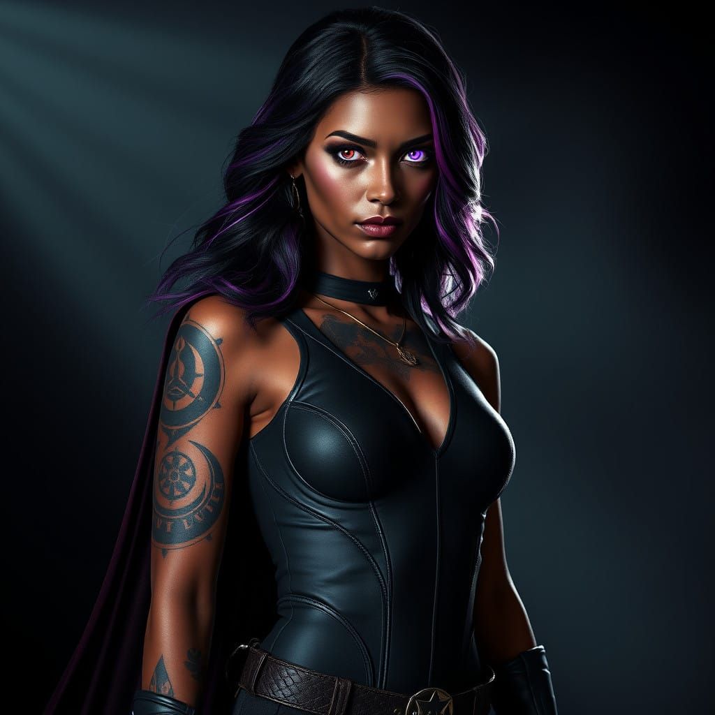 Confident Zeltron-Mirialan Hybrid Woman in Dynamic Lighting