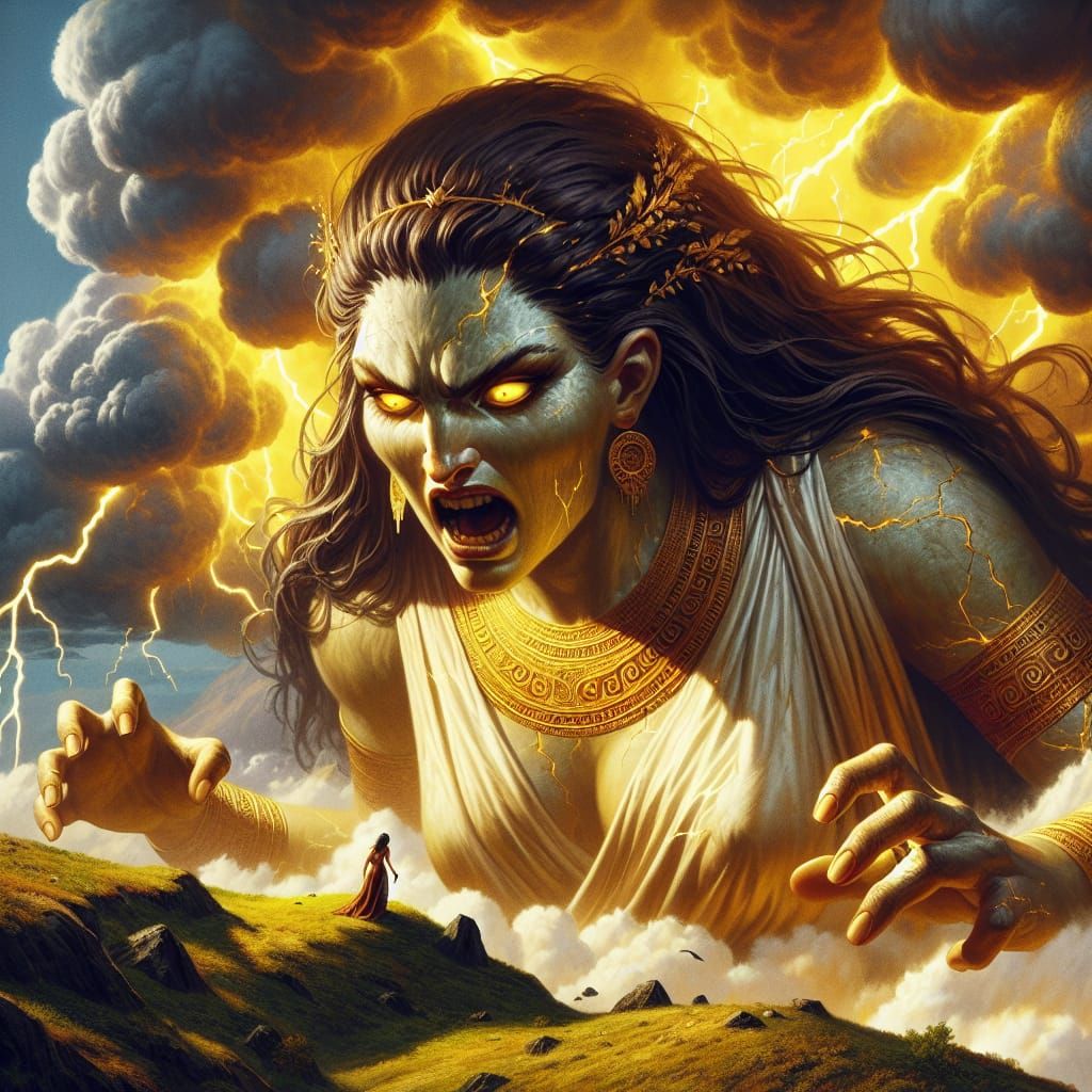 Furious Giant Goddess in a Storm as Matte Painting